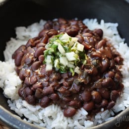 This is a delicious black bean recipe from my Brazilian/Argentinian cousin, Katia. She makes the best black beans, the recipe handed down to her from her father, another great cook. Black beans are loaded with fiber. Try this over white rice with chimichurri sauce, for wonderful fusion of flavors from Argentina and Brazil.