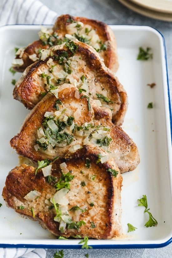 These Pork Chops with Dijon Herb Sauce are delicious!! One of the best ways to prepare pork chops in my opinion. So juicy and full of flavor!