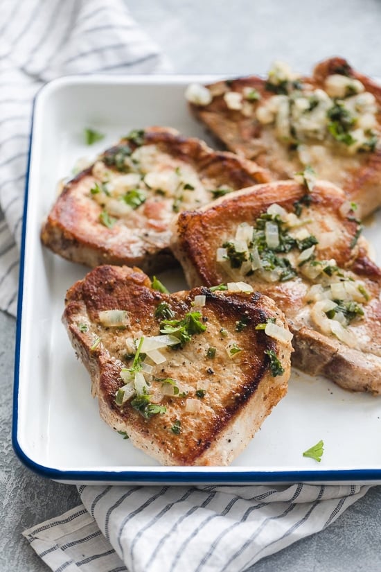 These Pork Chops with Dijon Herb Sauce are delicious!! One of the best ways to prepare pork chops in my opinion. So juicy and full of flavor! 