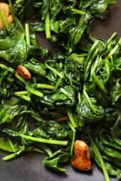 Wilted Baby Spinach with Garlic and Oil is my favorite way to prepare this easy side dish.