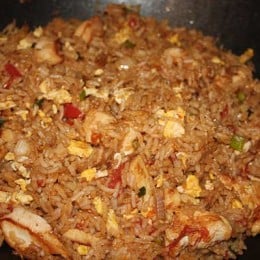 Thai fried rice gets it's unique flavor from the fish sauce, soy sauce and chili peppers. The jasmine rice is a must!