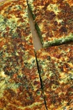 Spinach, scallions, feta and eggs make a fabulous, light breakfast frittata or for a low carb lunch serve this frittata with a Greek salad on the side.