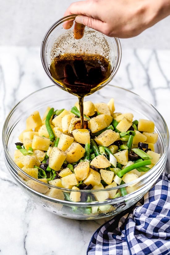 This Potato and Green Bean Salad with balsamic vinaigrette is a delicious mayo-free potato salad, perfect for potlucks and a great side dish with anything you're grilling!