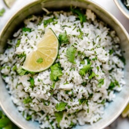 I am a huge fan of the rice at Chipotle's. Here is my copycat version for their cilantro lime rice, it tastes just like the real thing! Of course, I used less oil. Makes a wonderful side dish for chicken, beef or pork.