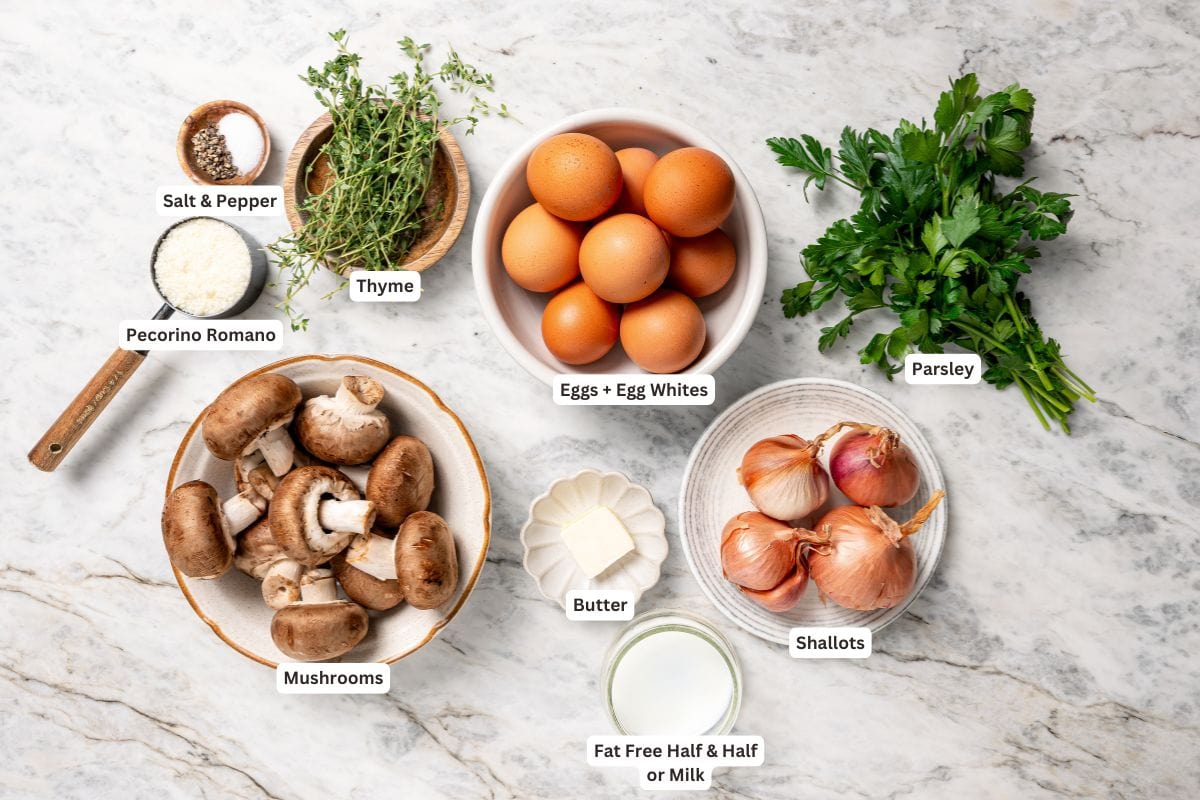 Mushroom frittata ingredients.