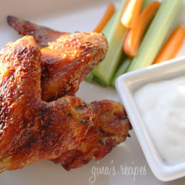 These homemade skinny baked buffalo wings aren't even fried and will be the hit at your next party! Also great for a quick dinner!