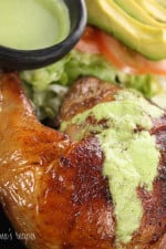 Peruvian Roasted Chicken with Aji Verde Sauce, inspired by one of the best rotisserie chicken spots in New York, Pio Pio.