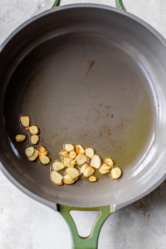 saute garlic in olive oil