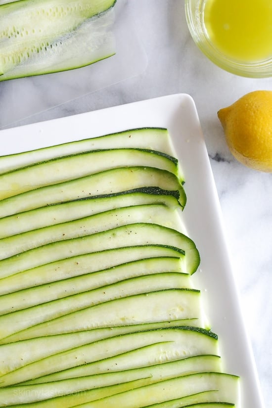 This light 5-ingredient zucchini carpaccio salad is this perfect summer side dish. You can serve this as an appetizer, side dish or even as a light lunch for 2.
