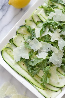 This light 5-ingredient zucchini carpaccio salad is this perfect summer side dish. You can serve this as an appetizer, side dish or even as a light lunch for 2.