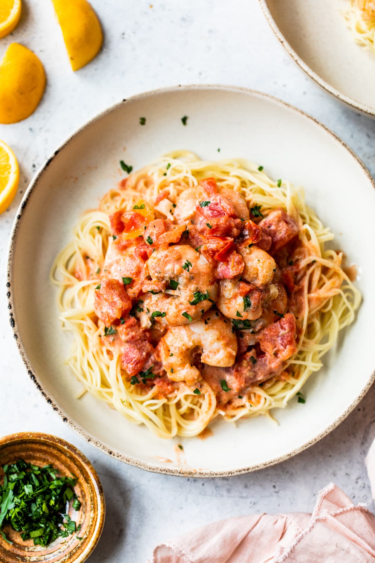 Angel Hair with Shrimp and Tomato Sauce