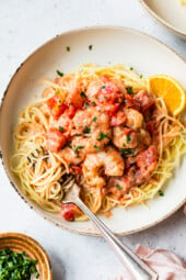 Angel Hair Pasta with Shrimp and Tomato Cream Sauce