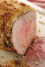 The combination of sour cream, horseradish, herbs, garlic and breadcrumbs make this a fabulous roast. Simple enough to make as a weeknight dinner served with vegetables or elegant enough to serve for a special occasion.