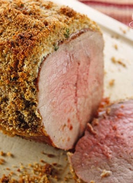 The combination of sour cream, horseradish, herbs, garlic and breadcrumbs make this a fabulous roast. Simple enough to make as a weeknight dinner served with vegetables or elegant enough to serve for a special occasion.