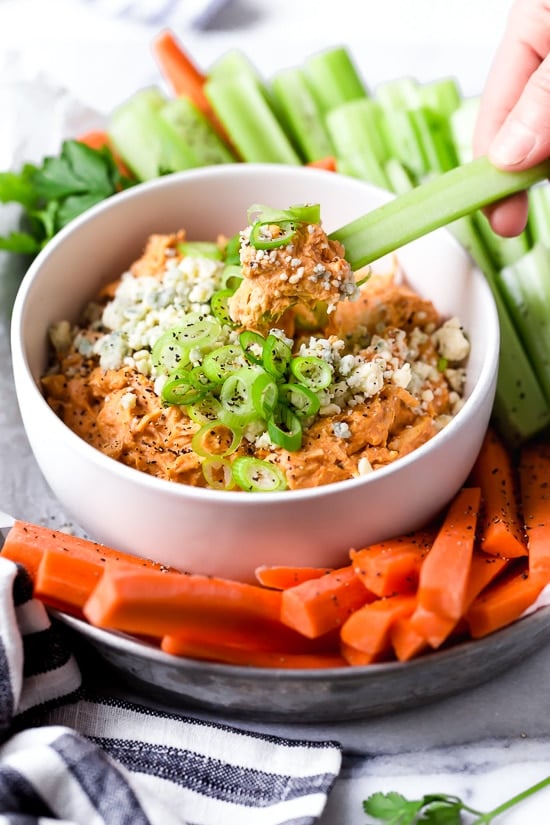 This slow-cooker buffalo chicken dip has everything you love about buffalo wings.