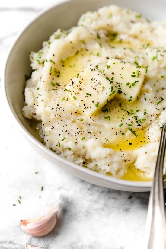 Mashed Cauliflower is essentially a creamy cauliflower puree that makes a delicious low-carb or keto alternative to mashed potatoes.