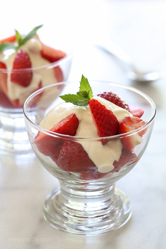 Strawberries Romanoff – a quick and easy light dessert recipe is made with just 3 ingredients, perfect for any night of the week!