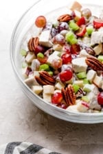 Chicken Waldorf Salad is a classic salad made with apples, grapes, pecans and celery in a light, creamy dressing.