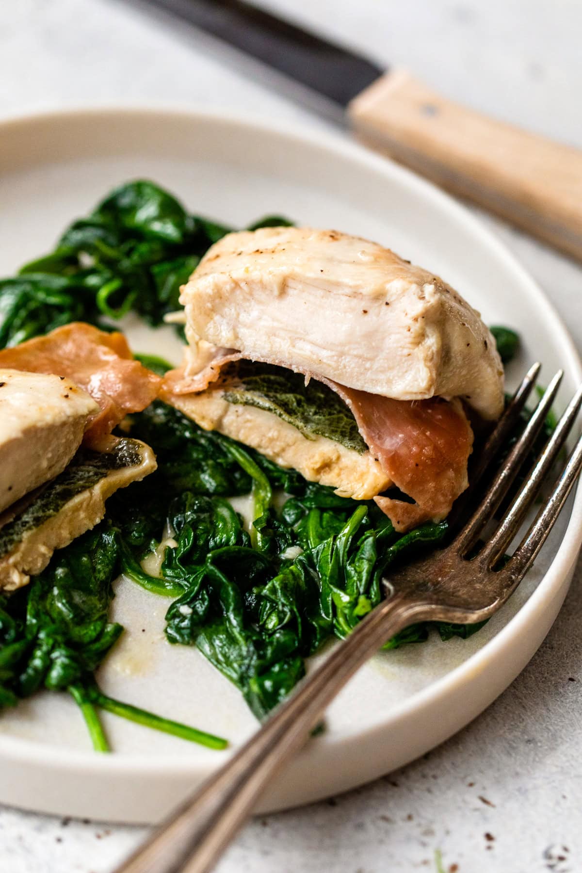 Chicken Saltimbocca with spinach