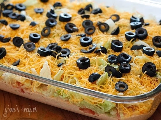 This super easy, no cook skinny taco dip is a MUST have at any get together: birthdays, football, holidays– the dip always disappears! Serve with tortilla chips.
