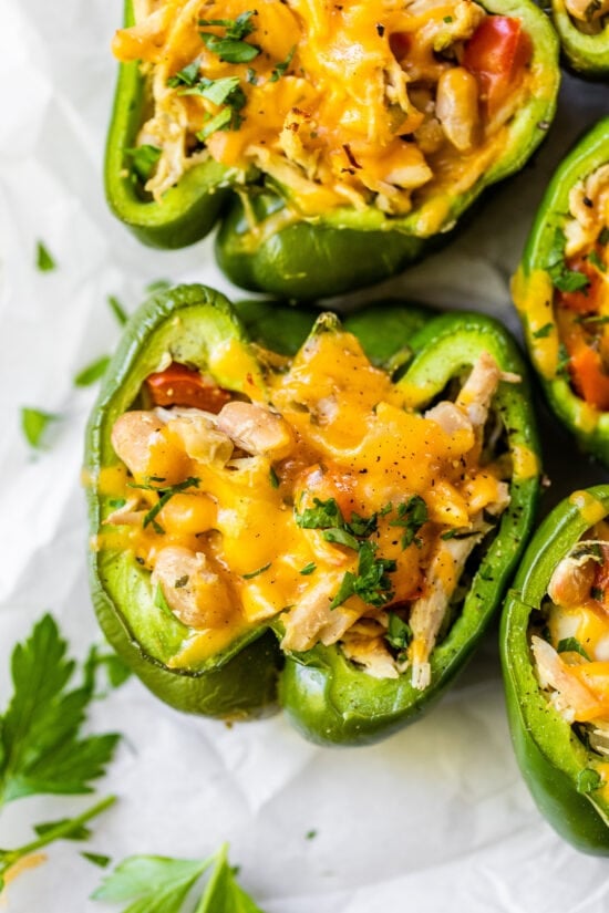 Chicken and White Bean Stuffed Peppers