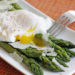 Poached eggs, asparagus, kosher salt, fresh pepper and shaved Pecorino Romano. This simple egg dish is delicious for breakfast, lunch or brunch. You can serve this with whole grain toast on the side.