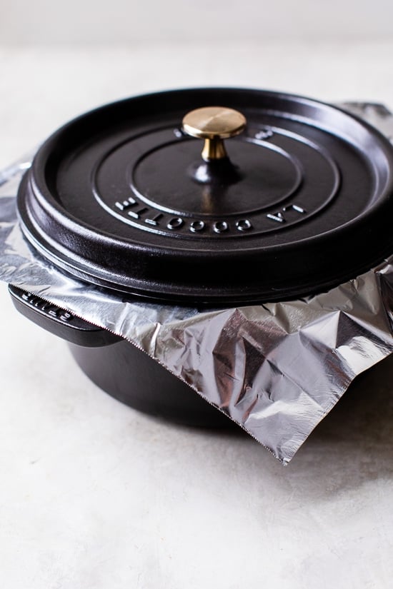Use foil on a pot to make rice to get a good seal.