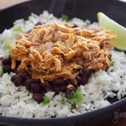 Sweet and spicy slow cooked barbacao pork sweetened with brown sugar, cola, chipotle chilies, green chilies, cumin and spices. Delicious over cilantro lime rice and black beans.
