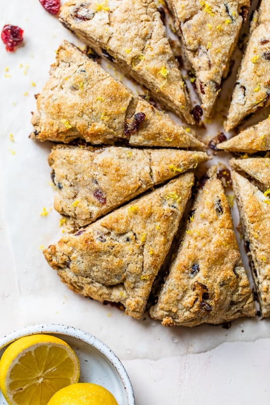 Baked scones cut into triangles