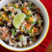 Rice, black beans, tomatoes, scallions, cilantro and lime juice, every bite of this colorful side dish will feel like one big fiesta in your mouth! Use leftover rice and this side dish comes together in minutes.