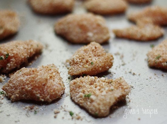 Healthy Baked Chicken Nuggets are made with chunks of chicken breasts coated in breadcrumbs and parmesan cheese then baked until golden. An easy homemade chicken recipe for toddlers and adults!