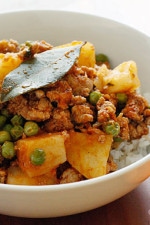 Spring peas, ground turkey, cumin, cilantro and potatoes come together to create this quick comforting weeknight dish.