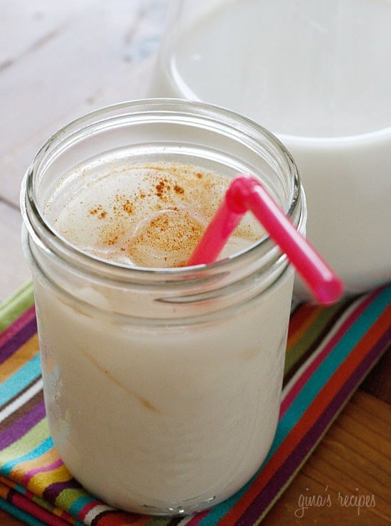 Horchata de arroz is a deliciously refreshing Mexican beverage made from rice milk, sugar and cinnamon and served chilled over ice. Wonderful for those who are lactose intolerant if you substitute the milk for almond milk.