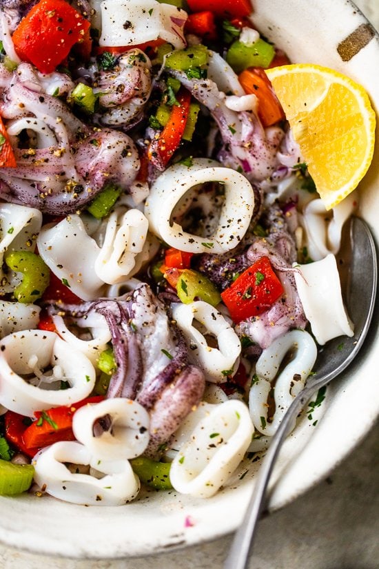 Italian Calamari Salad Recipe Fresh Sicilian Marinated Calamari Salad 