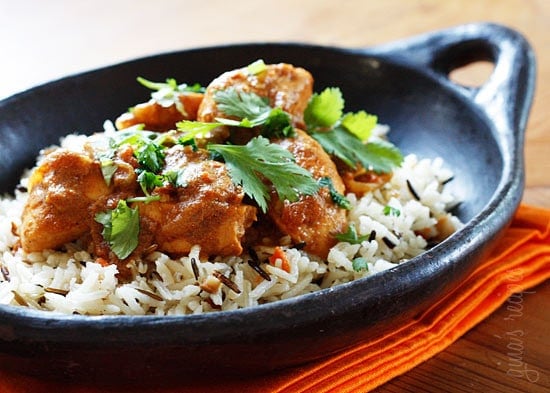 Tender chunks of boneless chicken breast cooked in an aromatic creamy tomato sauce. Chicken tikka masala, probably the most popular dish on the menu of any Indian restaurant here in the states, but ironically this dish is claimed to be originally from Britain and is actually Britain's national dish.