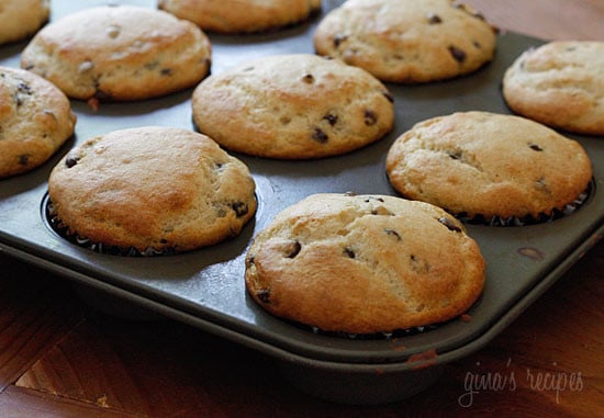 Tray of chocolate chip muffins