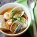 A great tasting hearty seafood and shellfish soup made with halibut, littleneck clams and shrimp. Serve this with a crusty piece of bread and you have yourself a complete meal.