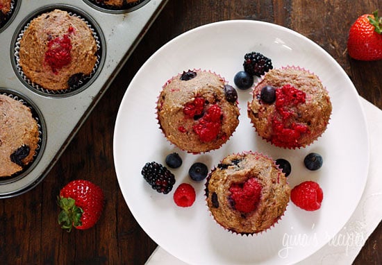 Low Fat Mixed Berry Whole Wheat Muffins Image