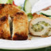 Chicken breast stuffed with shredded zucchini, garlic and mozzarella cheese, rolled then dipped in oil and fresh lemon juice, breaded and baked to perfection!