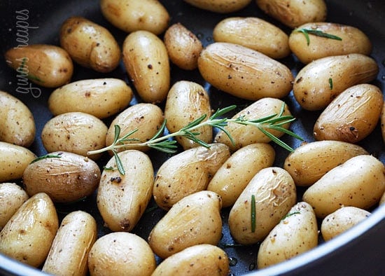 A quick, fabulous side dish made with teeny tiny mini potatoes and fresh garden herbs such as rosemary made on the stove or roasted on the grill. Minimal effort with excellent results.