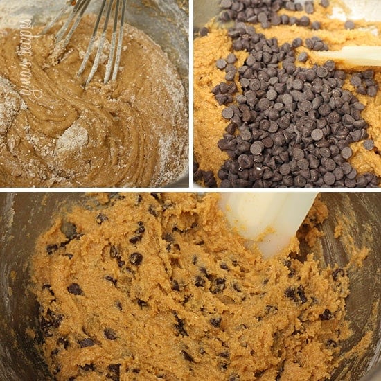 Process shots of how to make pumpkin spiace cookies