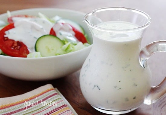 A creamy low-fat ranch dressing made with buttermilk and fresh herbs. Perfect to serve with end-of-summer garden vegetables!