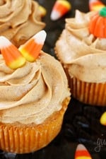 Skinny pumpkin cupcakes, perfect for Halloween parties, Thanksgiving or anytime you want a low fat pumpkin treat.