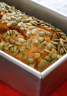The day was cool and crisp, perfect for baking a low fat pumpkin bread. Warming my kitchen with the sweet scent of pumpkin spices – Oh how I just love October.