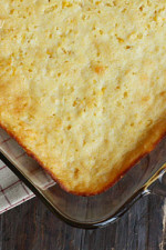 Corn casserole, a cross between of a corn pudding and a corn bread is a wonderful addition to anyone's holiday table.