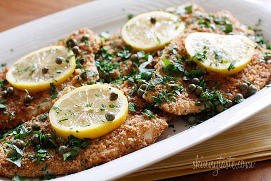 Lightly pan fried breaded filet of flounder served in a lemon, wine, butter sauce with capers and parsley. A wonderful way to enjoy flounder, tilapia or any white fish.