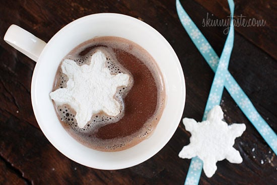 What can be better than warming up to a hot cup of cocoa on a chilly night topped with homemade vanilla bean marshmallows cut out in the shape of a snowflake!