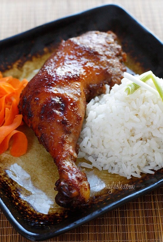 These oven roasted chicken legs take on exotic Asian flavors by the addition of a little Chinese five-spice. So delicious!