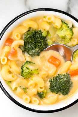 Macaroni and Cheese Soup with Broccoli