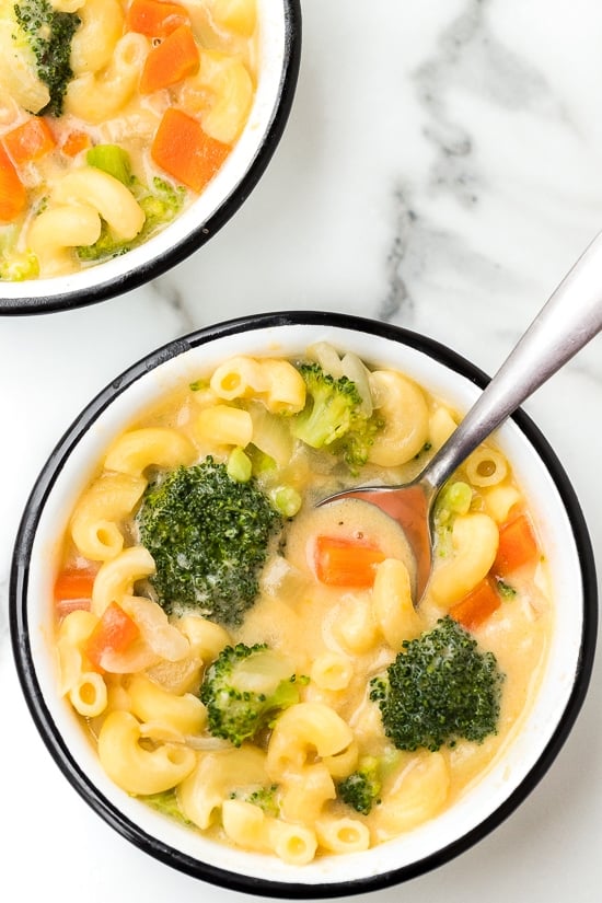 Macaroni and Cheese Soup with Broccoli